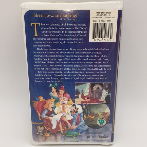 Walt Disney Masterpiece Cinderella VHS Video Movie Animated 5265 - Picture 3 of 9